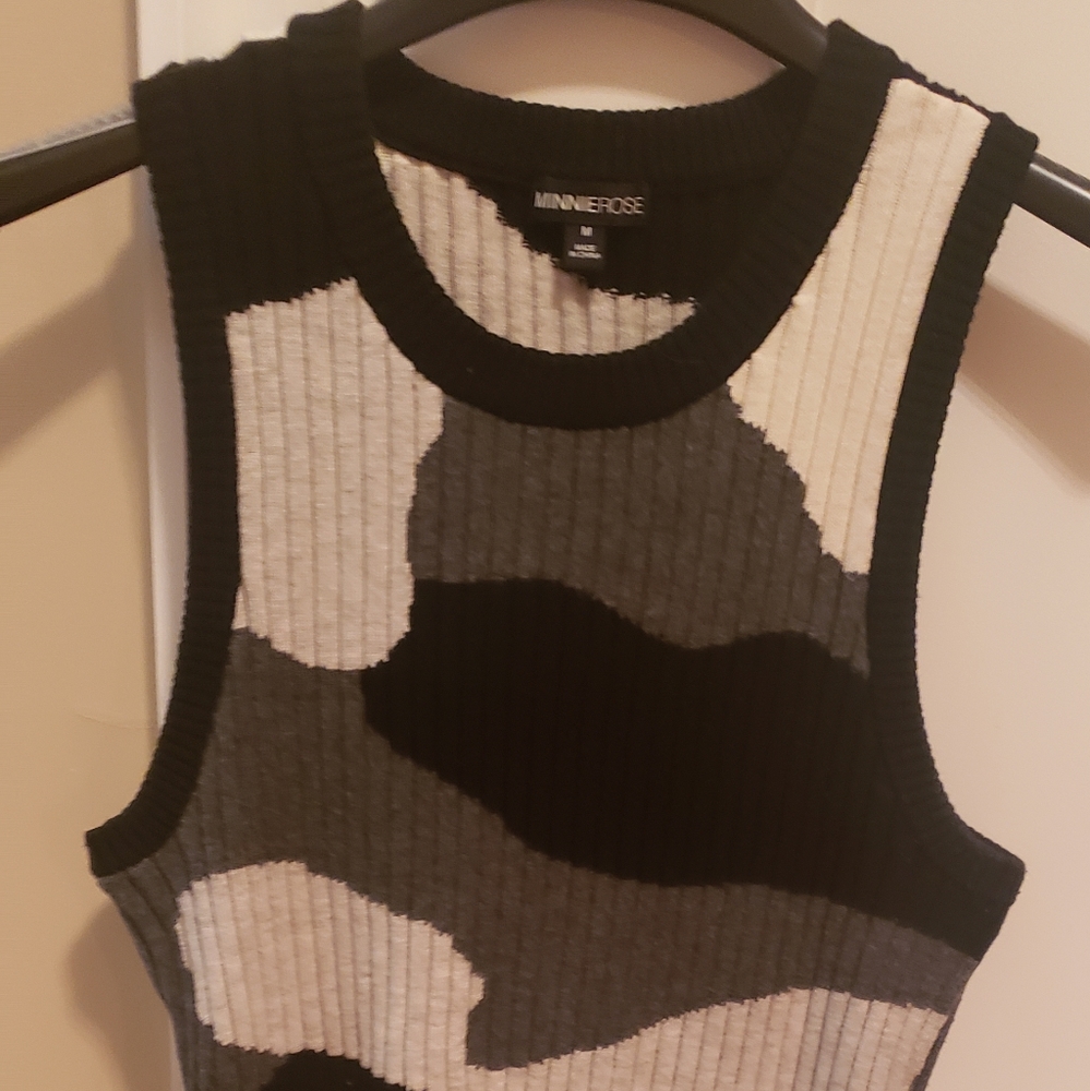 Minnie Rose camo print knit layering sweater size medium